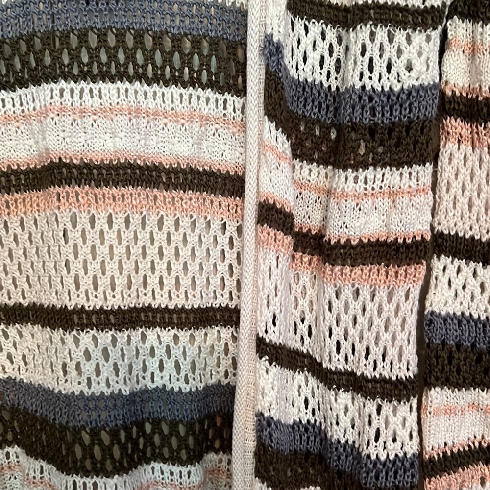 🐈Striped Open-Front Long Cardigan - Picture 2 of 4